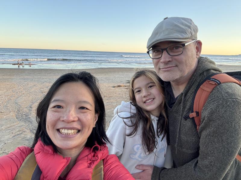 Family selfie on a beach